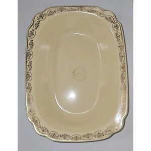 VTG Homer Laughlin Oval C-132 Baker Dish Bowl Ivory Vellum Gold Garland 1943